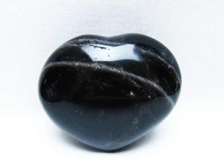 モリオン 純天然 黒水晶 ハート 置物[T375-5072] 1枚目