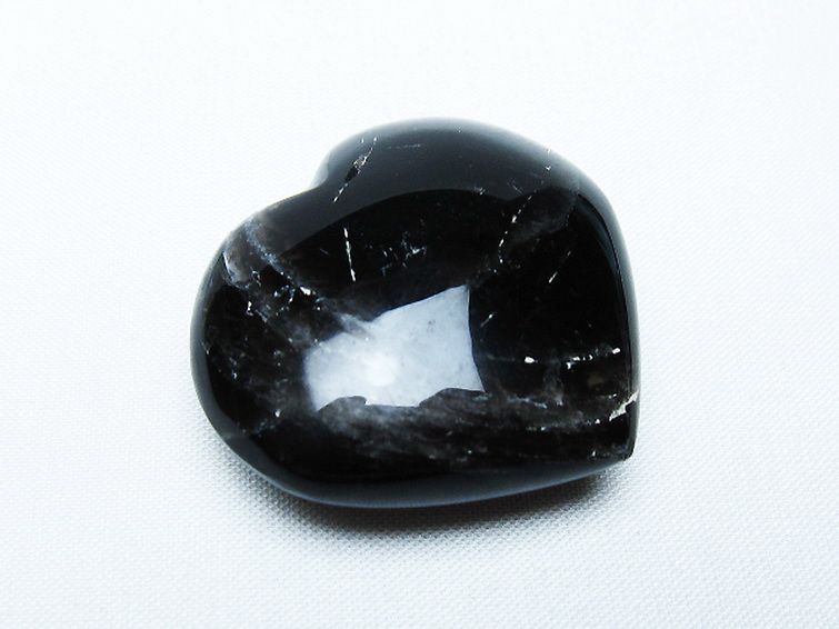 モリオン 純天然 黒水晶 ハート 置物 [t375-5128] 1枚目