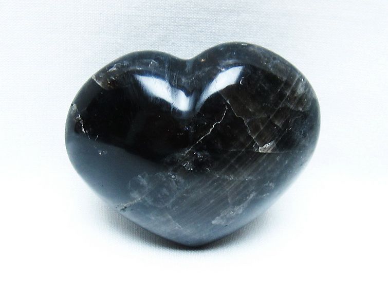 モリオン 純天然 黒水晶 ハート 置物[T375-5154] 1枚目