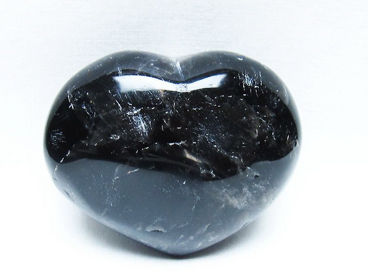 モリオン 純天然 黒水晶 ハート 置物[T375-5189] 1枚目