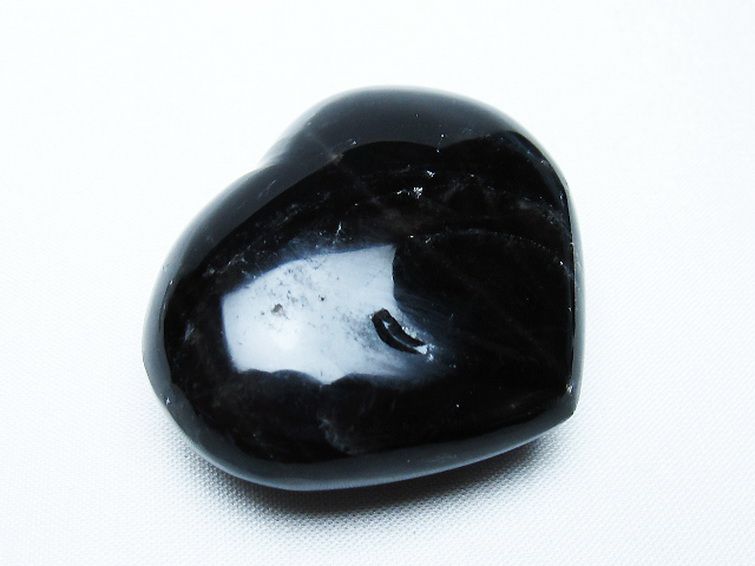 モリオン 純天然 黒水晶 ハート 置物 [t375-5215] 1枚目