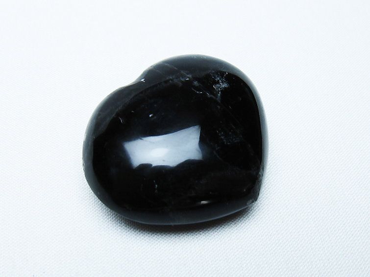 モリオン 純天然 黒水晶 ハート 置物[T375-5235] 1枚目