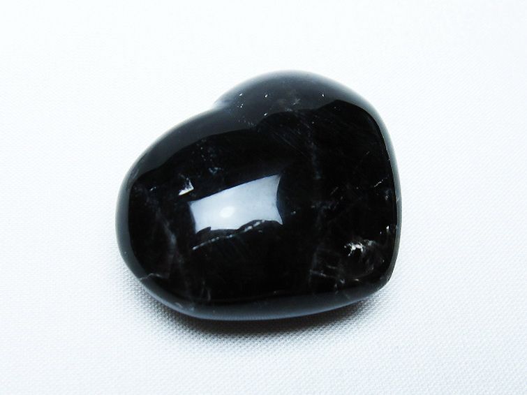 モリオン 純天然 黒水晶 ハート 置物[T375-5236] 1枚目