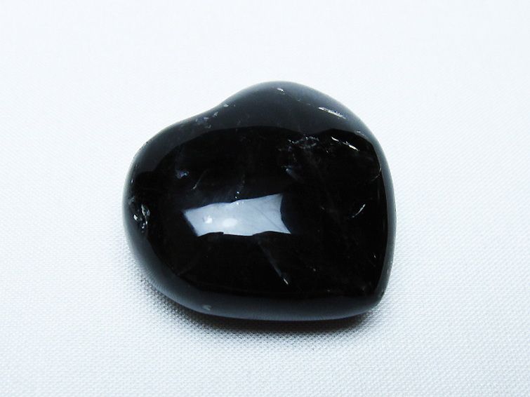 モリオン 純天然 黒水晶 ハート 置物[T375-5263] 1枚目