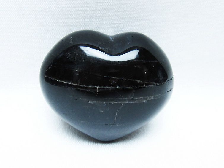 モリオン 純天然 黒水晶 ハート 置物[T375-5288] 1枚目
