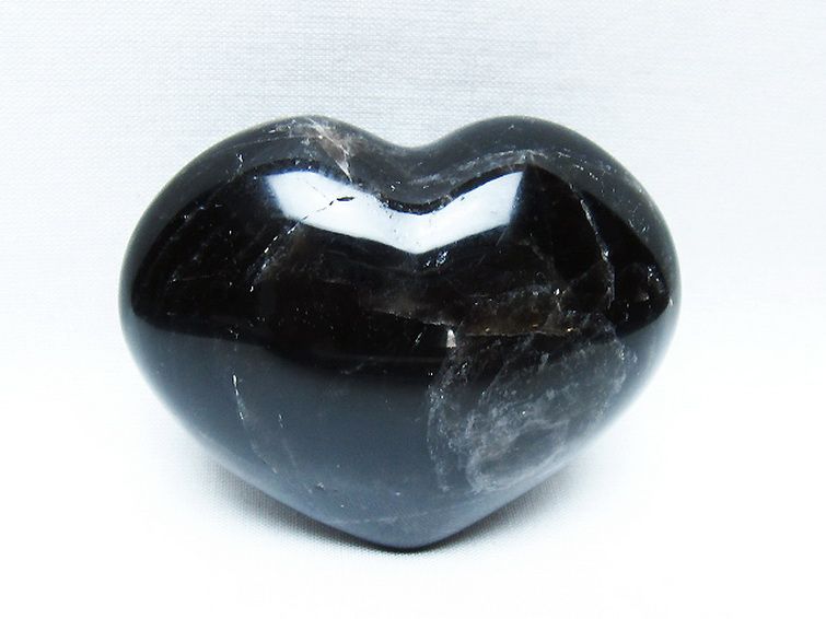 モリオン 純天然 黒水晶 ハート 置物[T375-5296] 1枚目