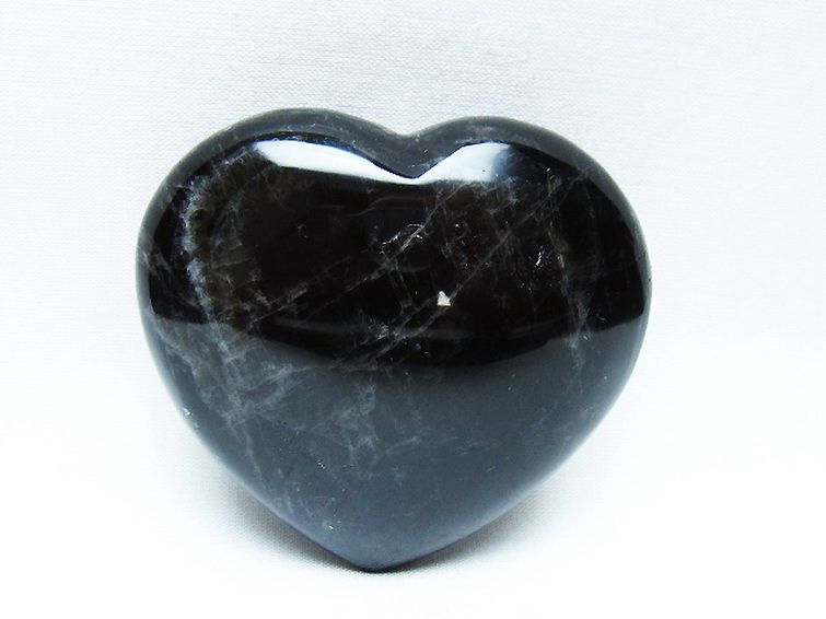 モリオン 純天然 黒水晶 ハート 置物[T375-5297] 1枚目