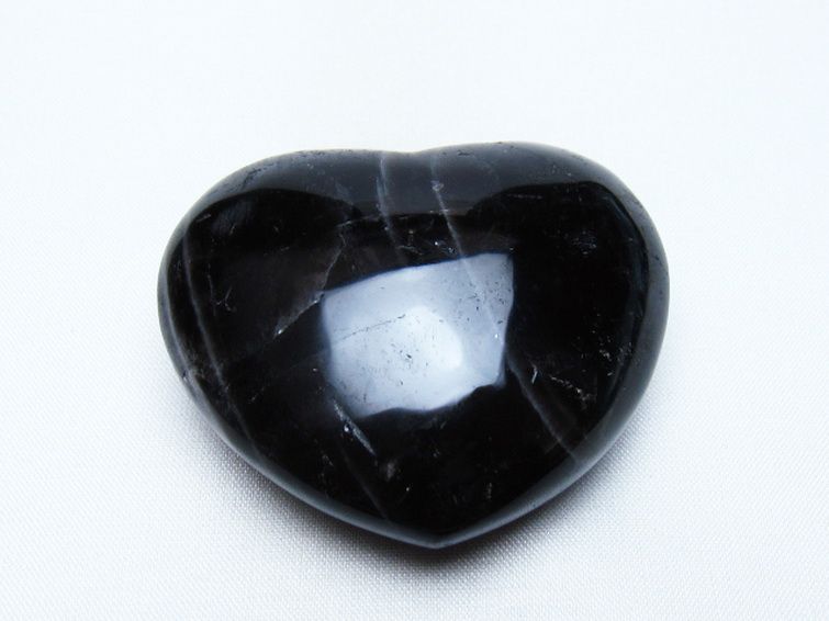 モリオン 純天然 黒水晶 ハート 置物 [t375-5776] 1枚目