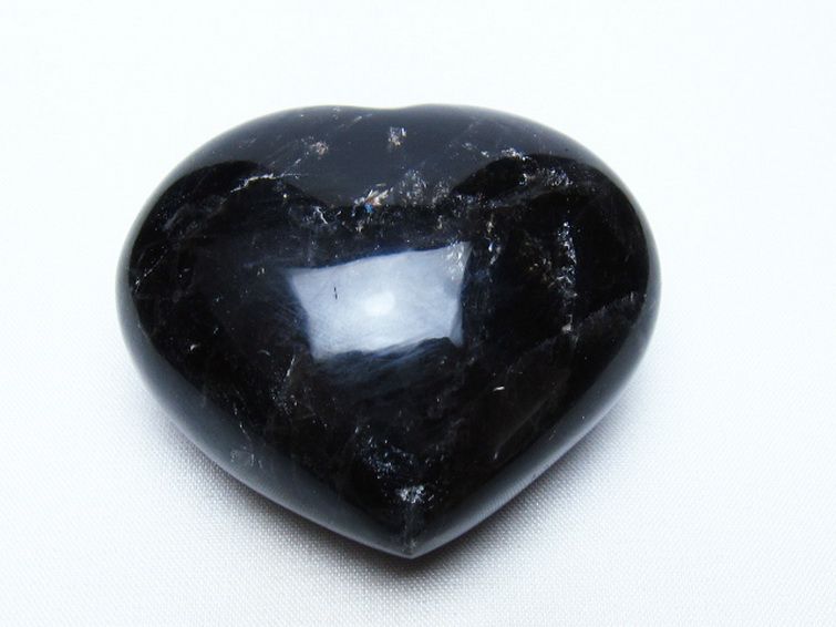 モリオン 純天然 黒水晶 ハート 置物 [t375-5854] 1枚目