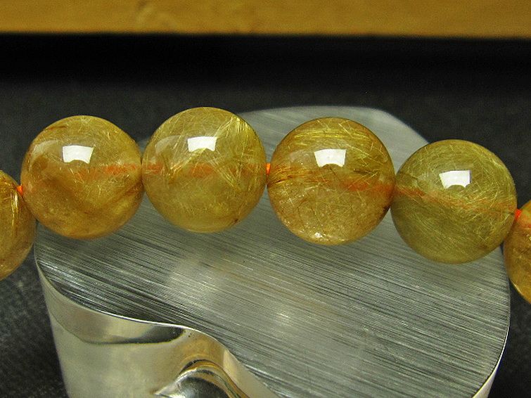 放射金針ルチル水晶 ブレスレット 11mm [T38-1148] 2枚目