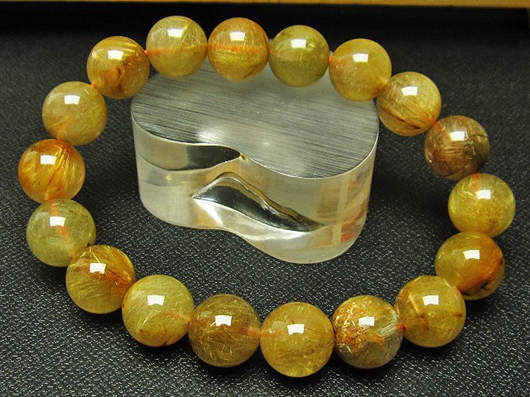 放射金針ルチル水晶 ブレスレット 11mm [T38-1148] 3枚目