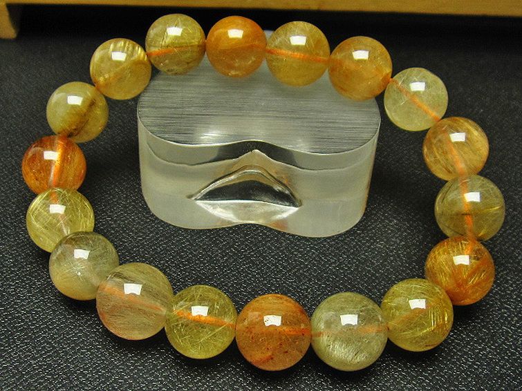 放射金針ルチル水晶 ブレスレット 11mm [T38-1150] 3枚目