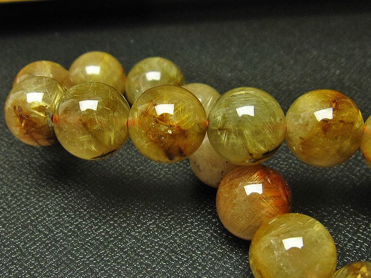 放射金針ルチル水晶 ブレスレット 12mm [T38-1153] 1枚目