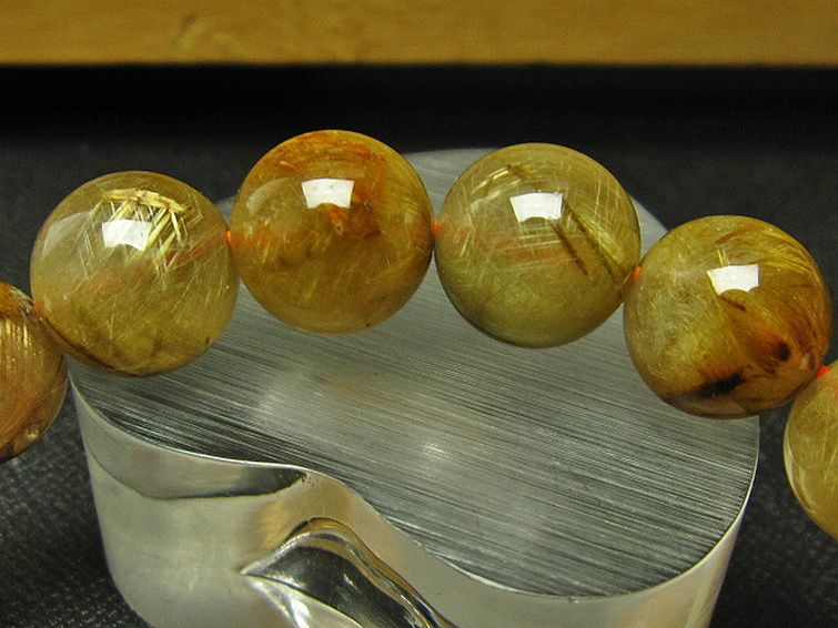 放射金針ルチル水晶 ブレスレット 12mm [T38-1153] 2枚目