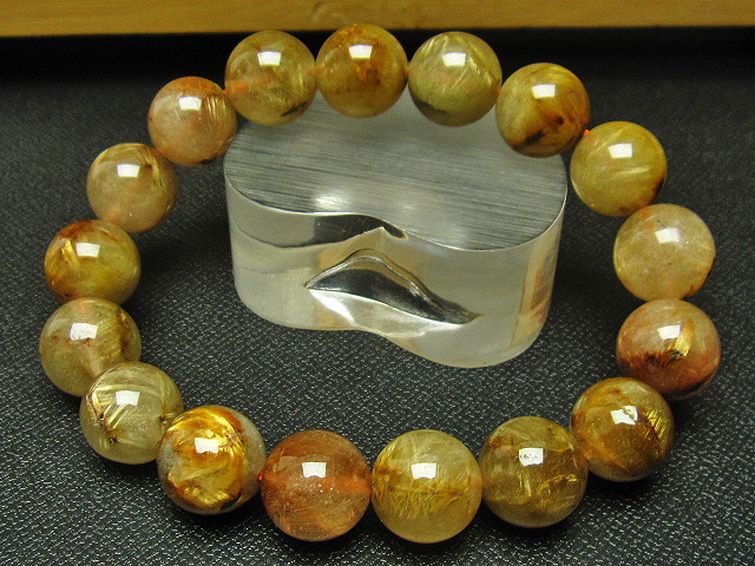 放射金針ルチル水晶 ブレスレット 12mm [T38-1153] 3枚目