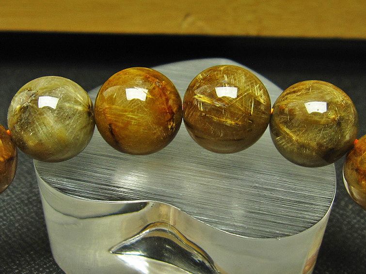 放射金針ルチル水晶 ブレスレット 12mm [T38-1157] 2枚目