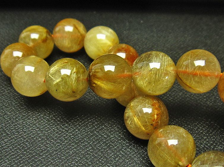 放射金針ルチル水晶 ブレスレット 12mm [T38-1159] 1枚目