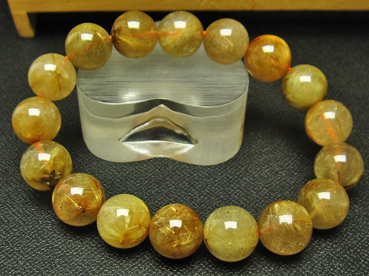 放射金針ルチル水晶 ブレスレット 12mm [T38-1159] 3枚目