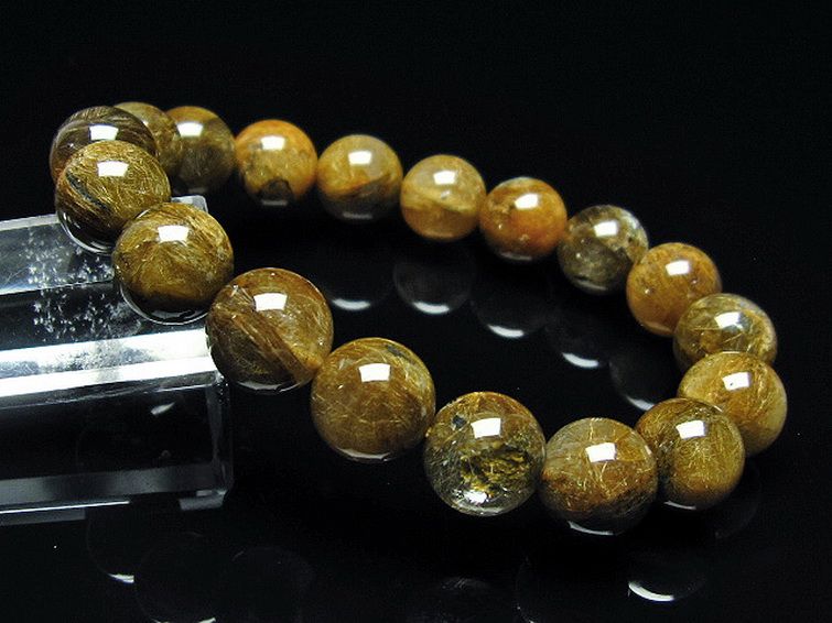 放射金針ルチル水晶 ブレスレット 11mm [T38-1313] 1枚目