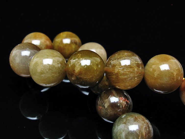 放射金針ルチル水晶 ブレスレット 13mm [t38-1338] 2枚目