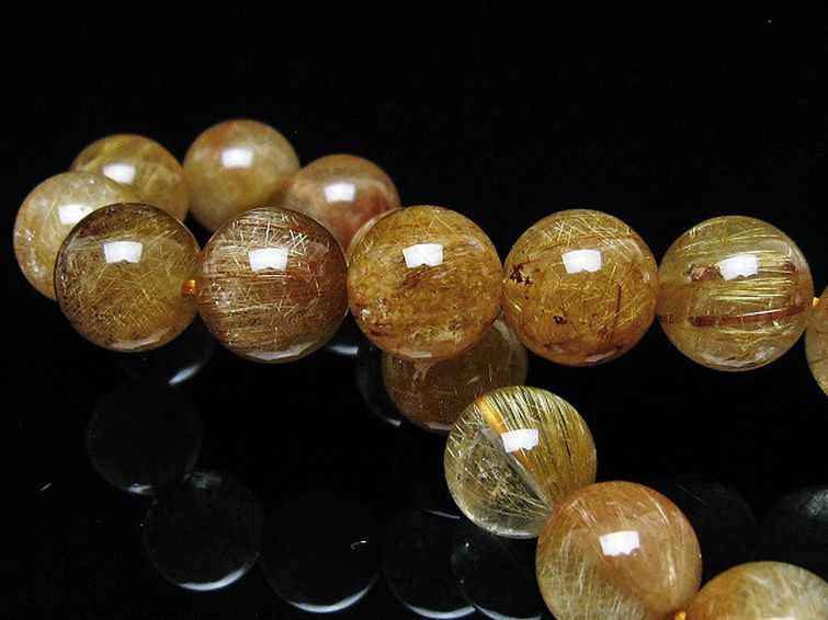 放射金針ルチル水晶 ブレスレット 12mm [t38-1352] 2枚目
