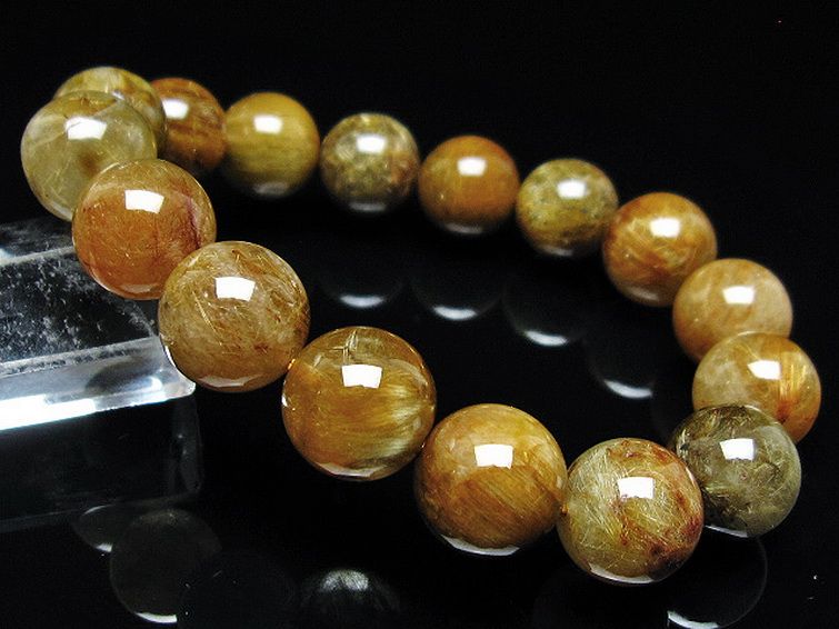 放射金針ルチル水晶 ブレスレット 12mm [t38-1357] 1枚目