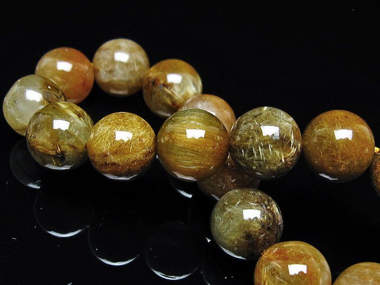 放射金針ルチル水晶 ブレスレット 12mm [t38-1357] 2枚目