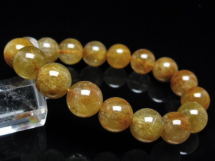 放射金針ルチル水晶 ブレスレット 12mm [t38-1365] 1枚目