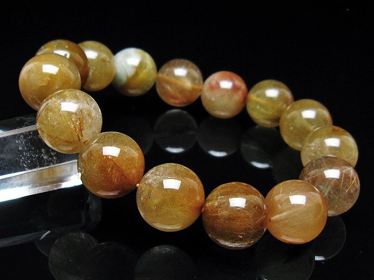 放射金針ルチル水晶 ブレスレット 15mm [t38-1387] 1枚目