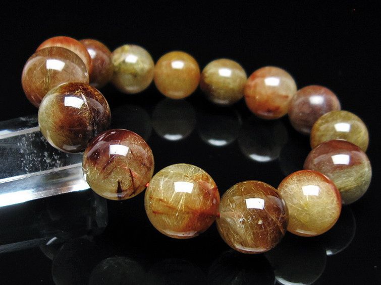 放射金針ルチル水晶 ブレスレット 14mm [t38-1390] 1枚目