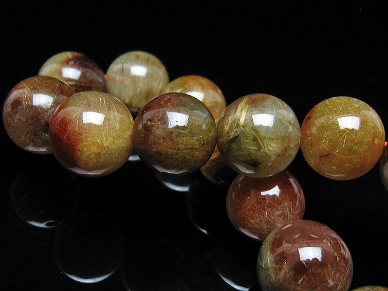 放射金針ルチル水晶 ブレスレット 14mm [t38-1390] 2枚目