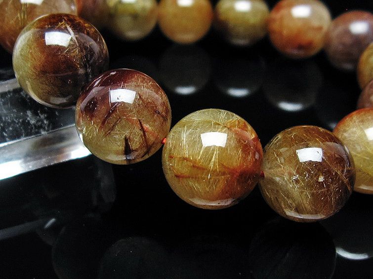 放射金針ルチル水晶 ブレスレット 14mm [t38-1390] 3枚目