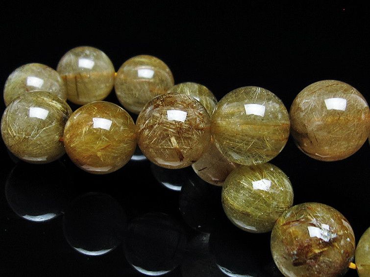 放射金針ルチル水晶 ブレスレット 14mm [t38-1393] 2枚目