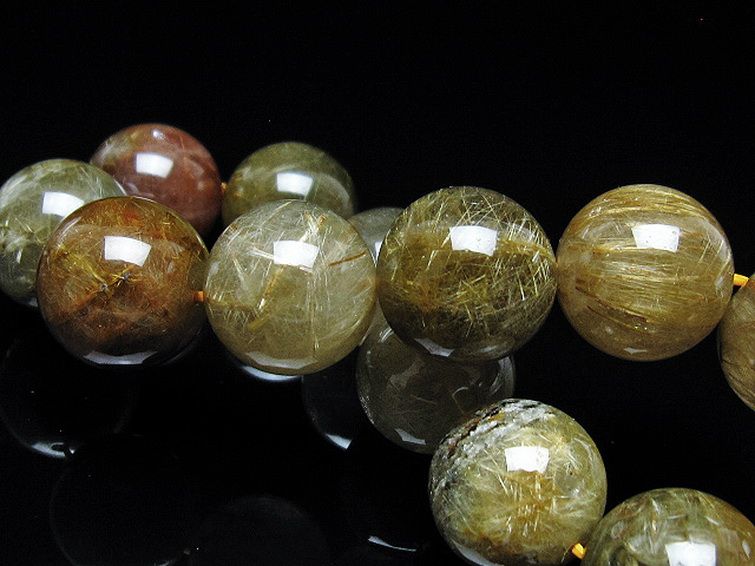 放射金針ルチル水晶 ブレスレット 17mm [t38-1394] 2枚目
