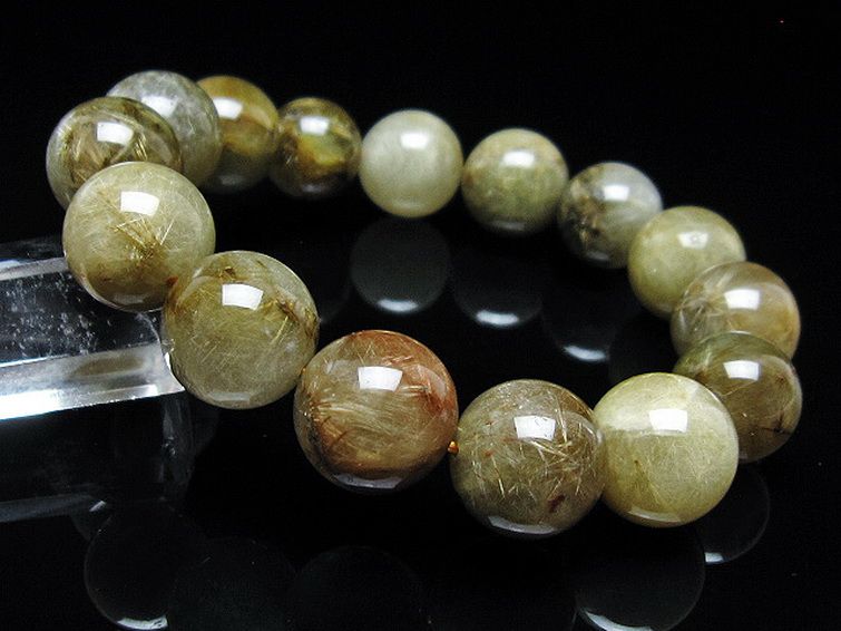 放射金針ルチル水晶 ブレスレット 16mm [t38-1395] 1枚目