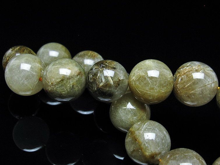 放射金針ルチル水晶 ブレスレット 16mm [t38-1395] 2枚目