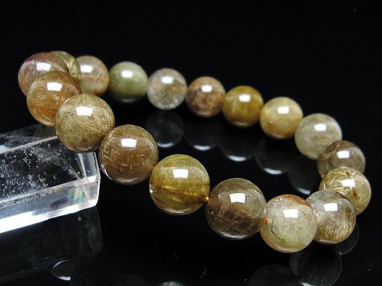 放射金針ルチル水晶 ブレスレット 11mm [t38-1398] 1枚目