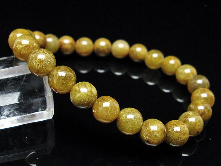 放射金針ルチル水晶 ブレスレット 8mm [t38-1421] 1枚目