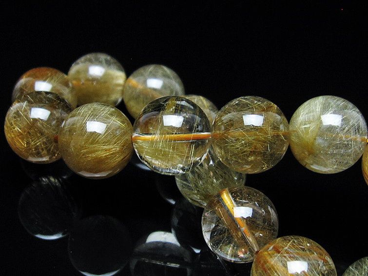 放射金針ルチル水晶 ブレスレット 14mm [t38-1426] 2枚目
