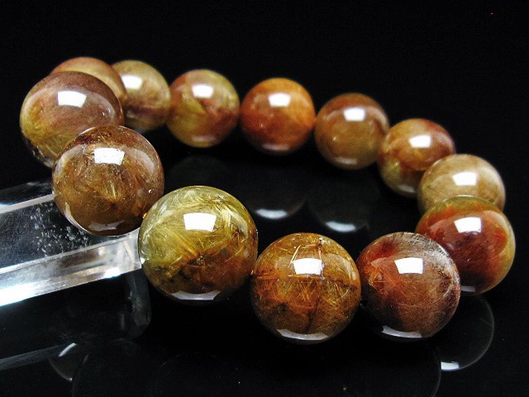 放射金針ルチル水晶 ブレスレット 17mm [t38-1428] 1枚目