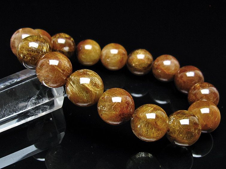 放射金針ルチル水晶 ブレスレット 13mm [t38-1442] 1枚目