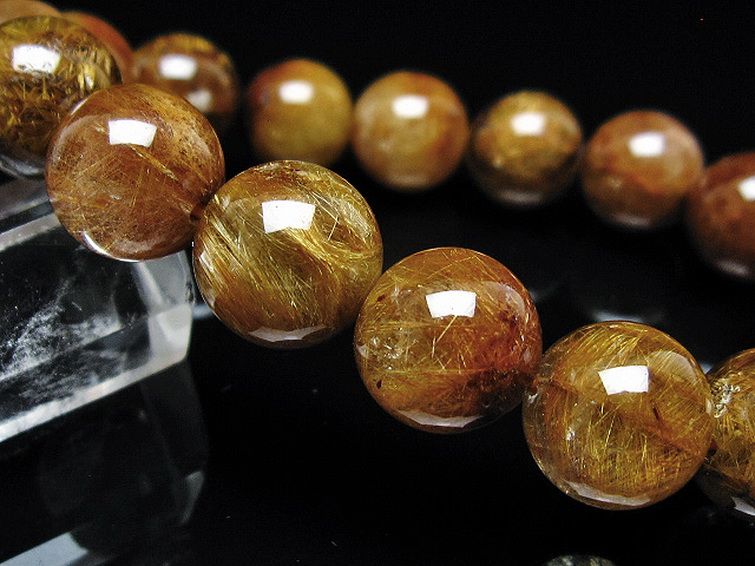 放射金針ルチル水晶 ブレスレット 13mm [t38-1442] 3枚目