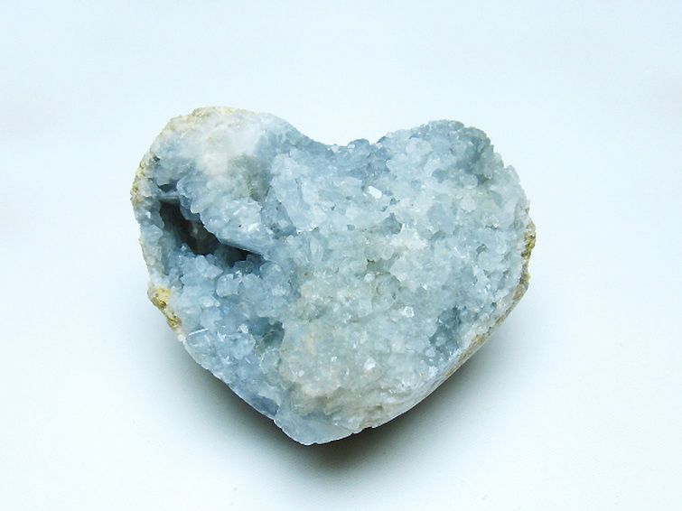 セレスタイト 天青石 ハートシェイプ 原石[T385-14689] 1枚目