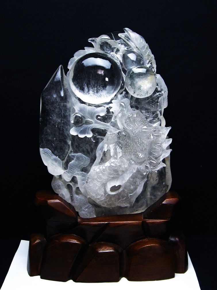 4.3Kg ヒマラヤ水晶ルチルクォーツ（金針ルチル水晶） 手彫り 龍[T42-442] 1枚目