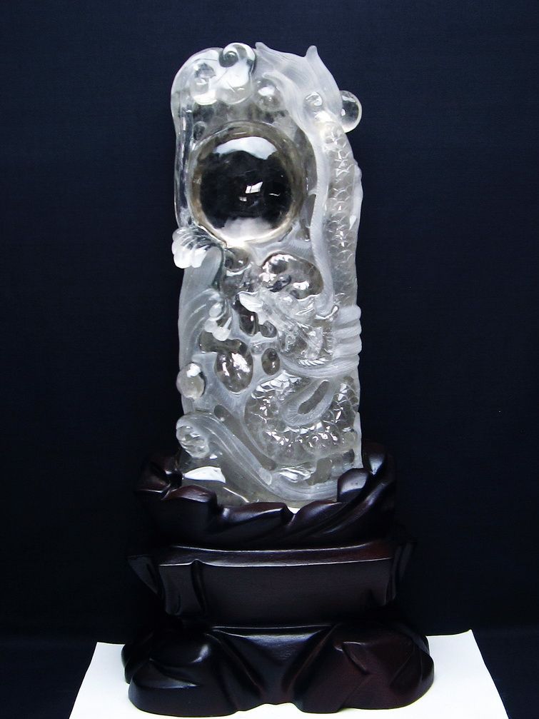 4.2Kg ヒマラヤ水晶ルチルクォーツ（金針ルチル水晶） 手彫り 龍[T42-443] 1枚目