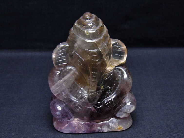 アメジスト ガネーシャ 彫刻品 置物 [t42-649] 1枚目