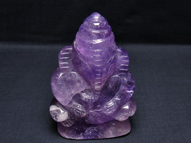 アメジスト ガネーシャ 彫刻品 置物[t42-653]
