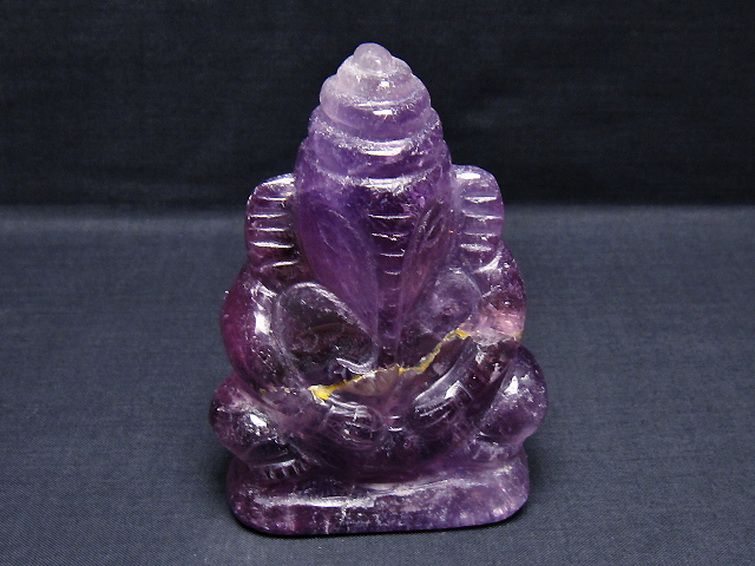 アメジスト ガネーシャ 彫刻品 置物 [t42-654] 1枚目