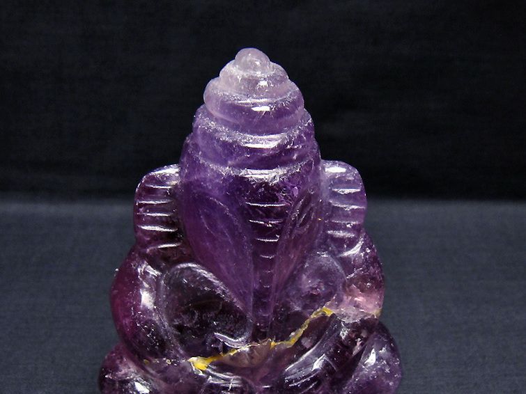 アメジスト ガネーシャ 彫刻品 置物 [t42-654] 2枚目