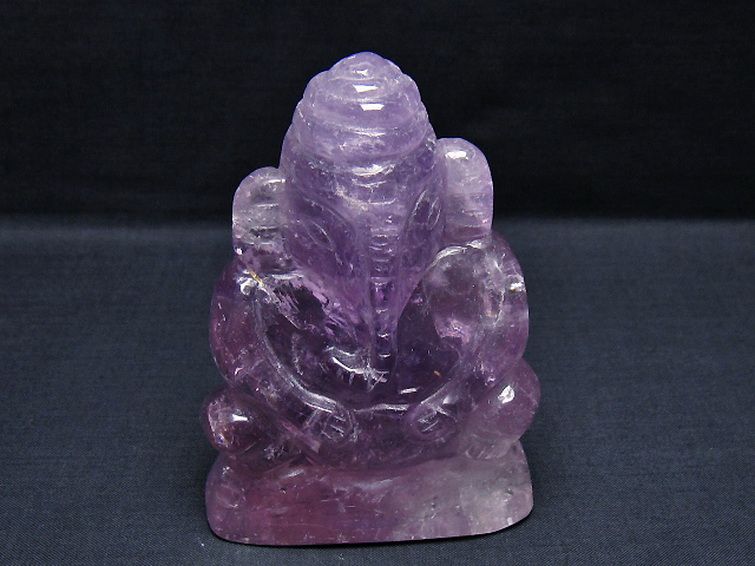 アメジスト ガネーシャ 彫刻品 置物 [t42-667] 1枚目